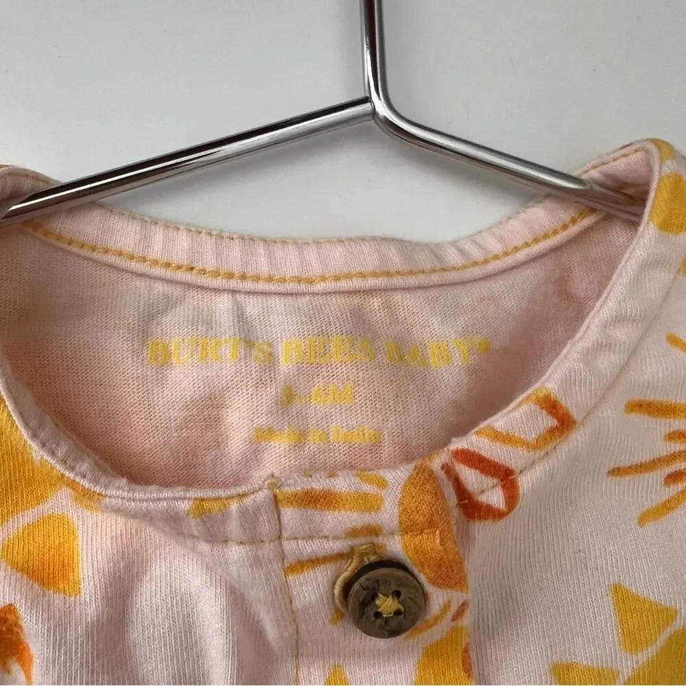 Burt’s Bees Baby yellow orange sun print sleeveless tank romper